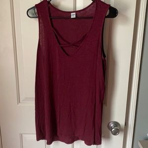 Red Tank Top with Criss-Cross Detail